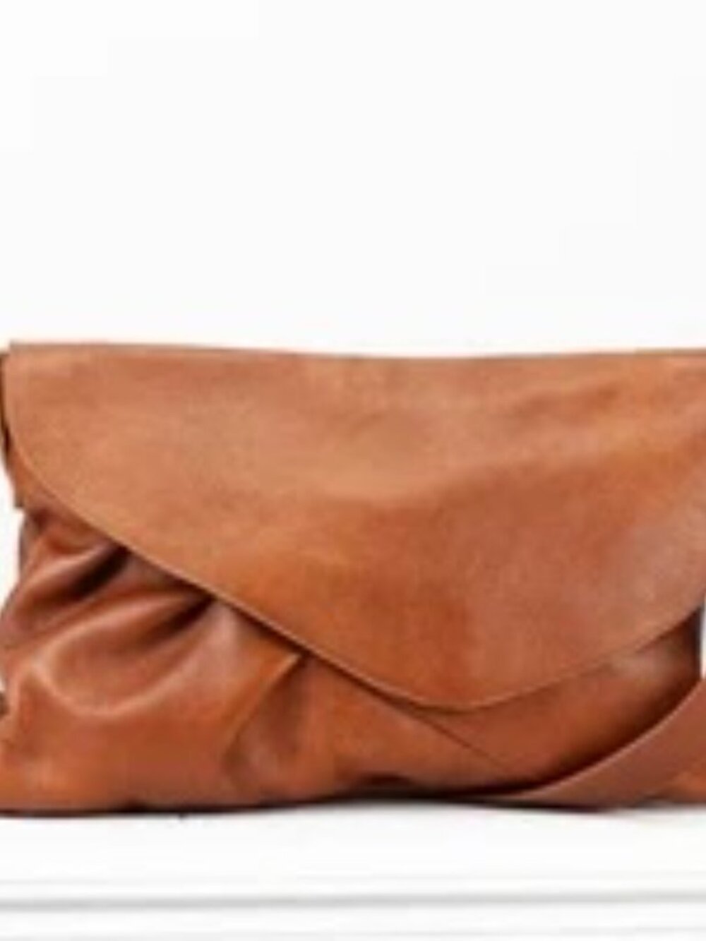 Milloo Erato Leather Clutch Crossbody Bag in Tan/Brown